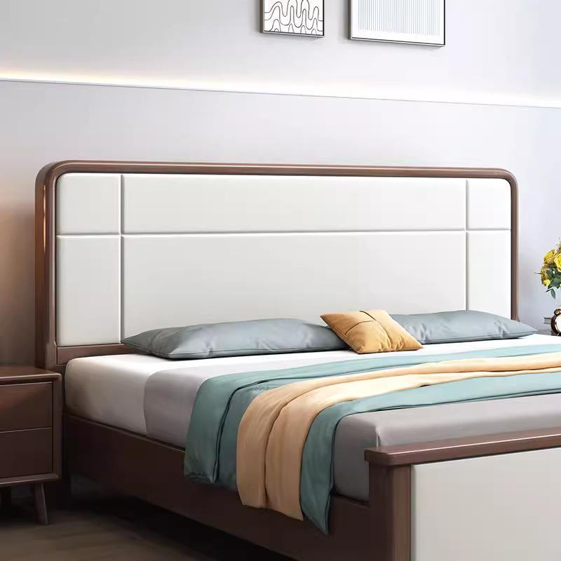 房胡桃木实木黑床1.84501#米双人床现代简约轻奢1主米5出租家用卧