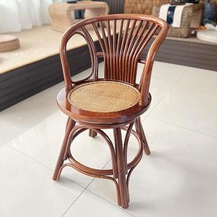 U藤编9矮凳手编靠凳板278凳艺术休闲旋坐转背小椅子编织座椅家用