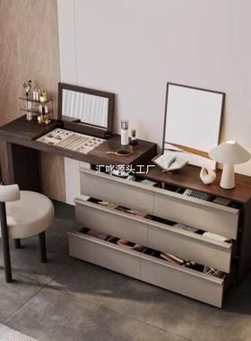 实木化梳ELC感妆台尾隐藏翻盖新中式床斗柜一体可伸缩转角妆桌