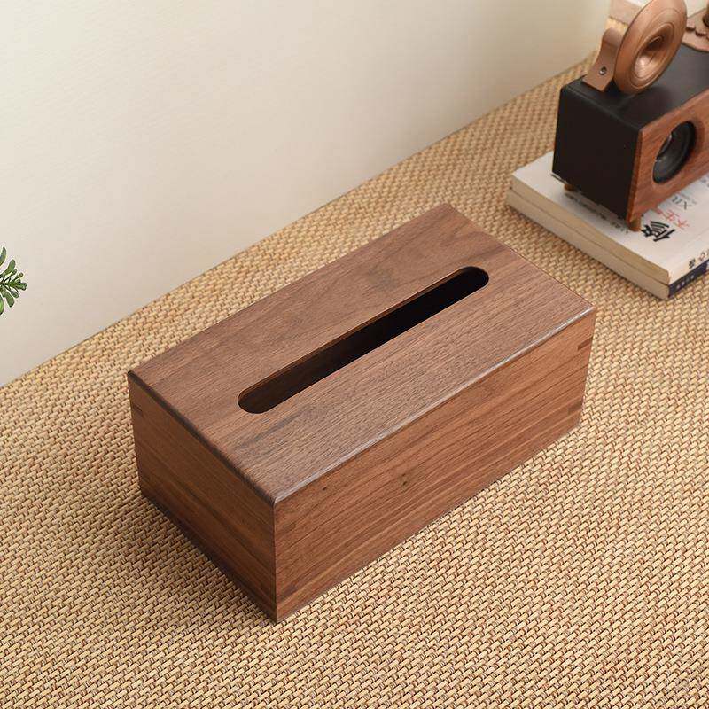 木纸巾盒黑胡桃木抽纸盒餐家用客MH0615厅桌面木质实抽纸中盒式巾