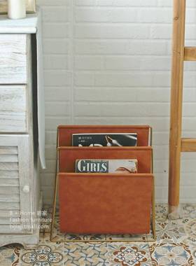 I锈钢皮艺书报架杂志QSV收纳架桌面资料文件置不陈物架中2古小书