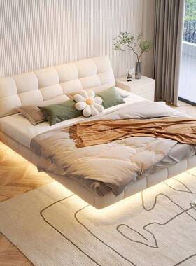 法式油风悬奶浮泡芙床双人主卧婚床科技床现代艺简约OBX软包布艺