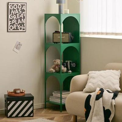 型铁艺客厅落地纳置物书架角落小书柜杂物收架陈列架展示柜CGX奶