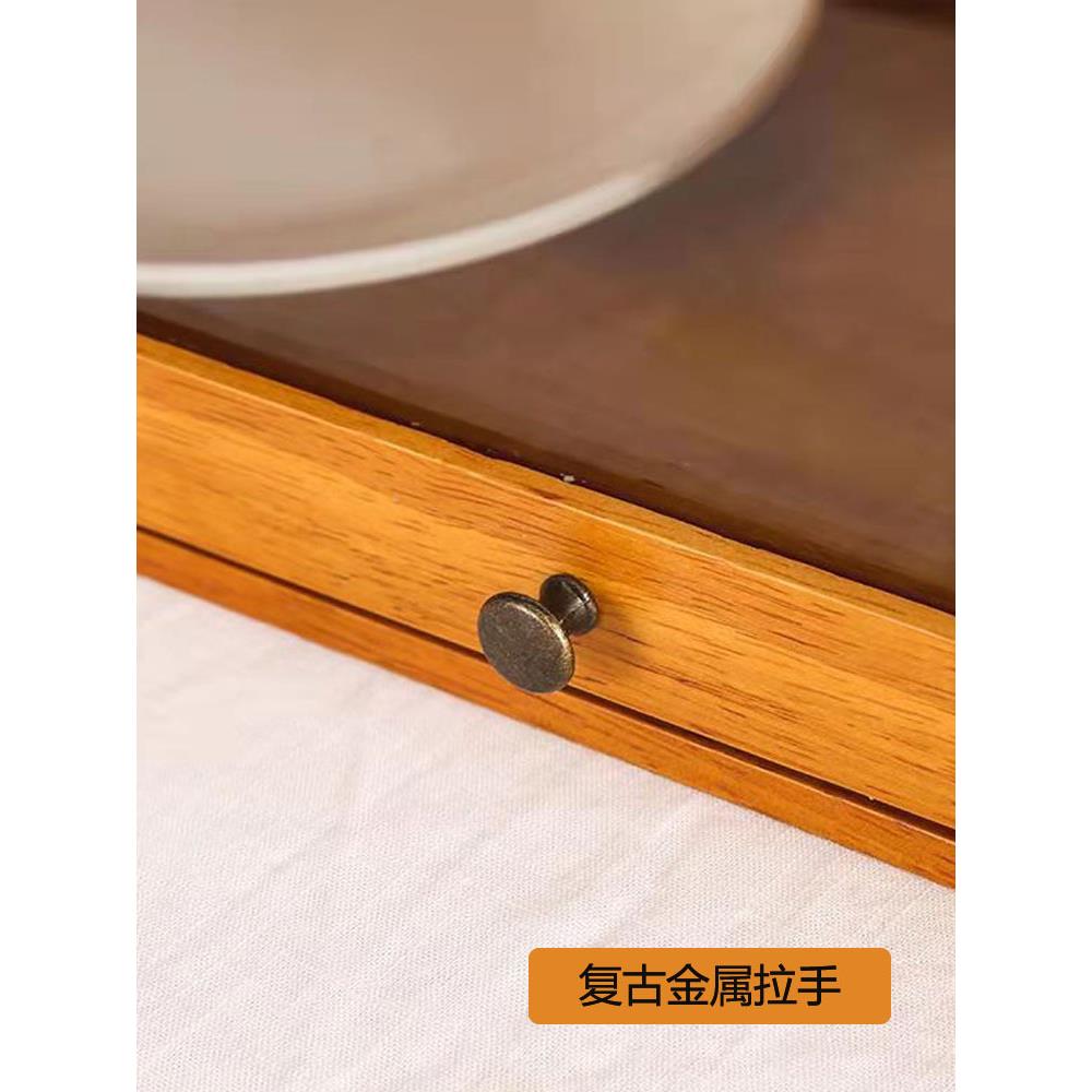 实木收纳柜厨小房储物柜玻碗柜迷你餐桌柜日式EBP储物面餐边璃门