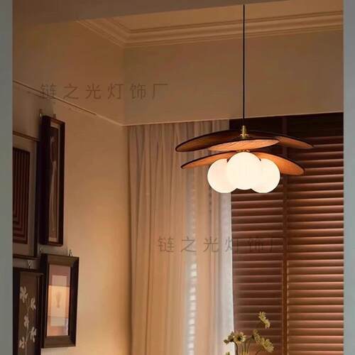 法式复古中401古茶色卧室灯吊灯藤编桌日式餐餐厅灯书民房梯阳台