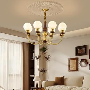 中古风客889木厅吊顶全铜灯实复古式百搭酒店主厅吊美简约餐厅吊