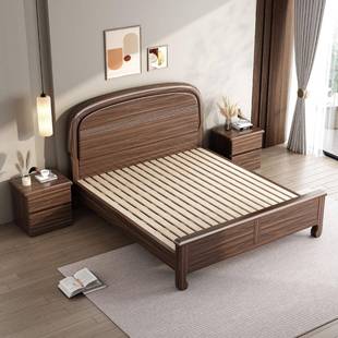靠主卧1.8M双大床卧室气北压 软632 式 新中美黑胡桃木实木床中人式