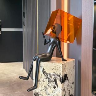 思想牢笼坐姿人物雕塑现代艺术装 饰客厅玄关书房样板间售楼处摆件