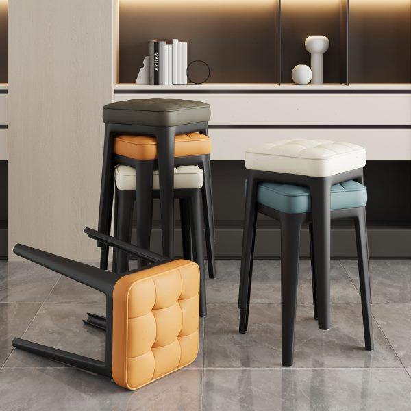 家用凳子简约高级软包餐桌凳加厚塑料可叠放收纳板凳客厅小方凳子,住宅家具,其它凳子,淘宝优惠券,粉丝福利购,淘宝优惠卷