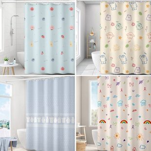 卡通门帘涤纶窗帘背景墙布洗澡挡水雨布装饰布遮挡帘子卫生间浴帘