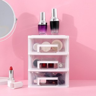 T1FI抽屉式收纳盒书桌面a4纸文件透明梳妆台置物架工位办公桌上收