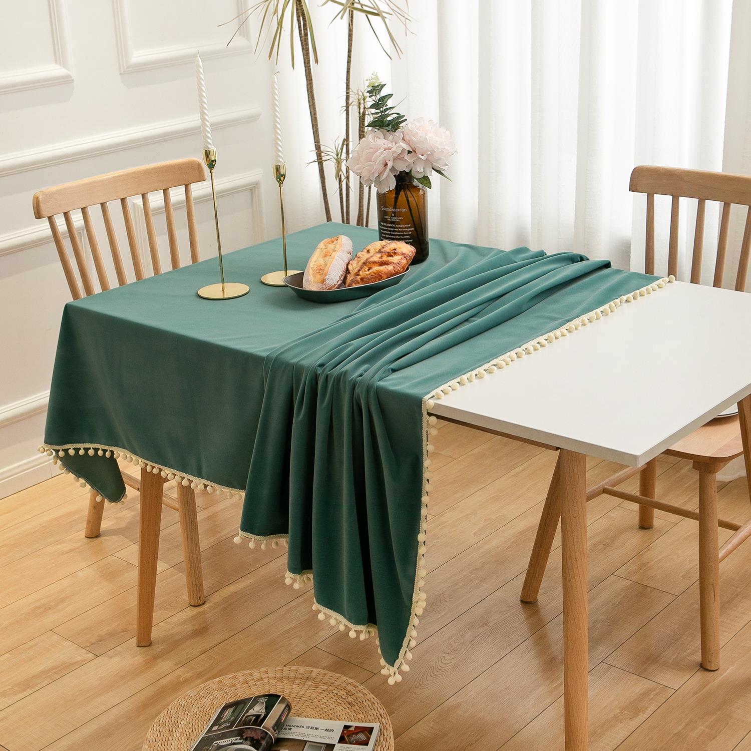 纯色皇家磨砂绒布艺百搭耐脏系列餐桌布客厅茶几台布简约防尘盖布