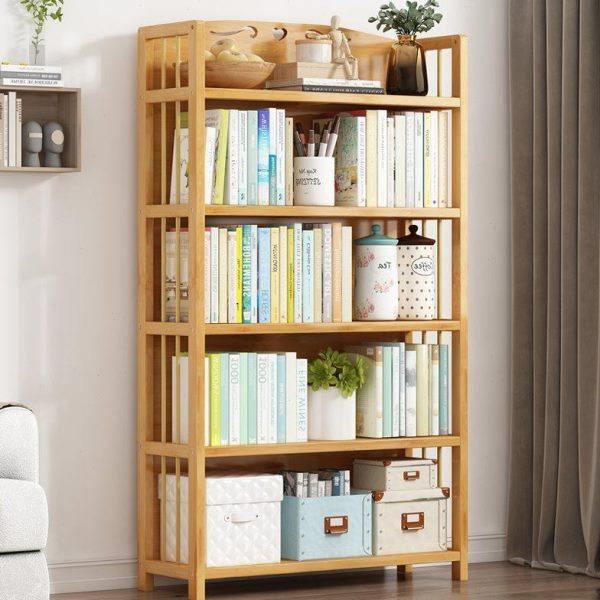 J&楠竹书架简易多层儿童储物架厨房置物架学生实木客厅收纳书柜落,收纳整理,书桌收纳置物架,淘宝优惠券,粉丝福利购,淘宝优惠卷