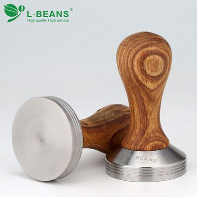 L-BEANS 花梨木带刻度压粉锤 不锈钢咖啡压粉器58mm 带刻度