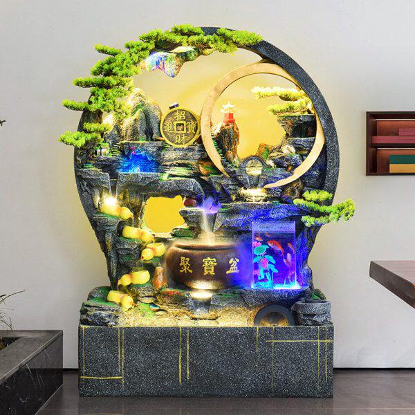 皇礼水幕墙流水墙大假山喷泉玄关水景墙屏风会所庭院景观落地摆件