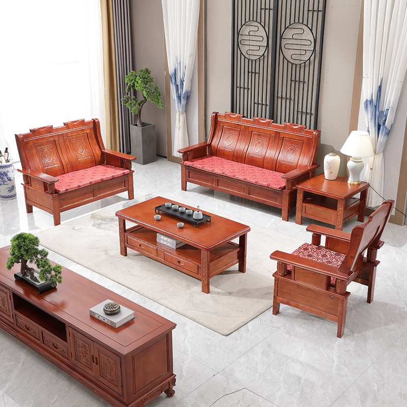 全实木中式沙发座椅农村自建房木质凉椅客厅家具春秋椅卯榫工艺