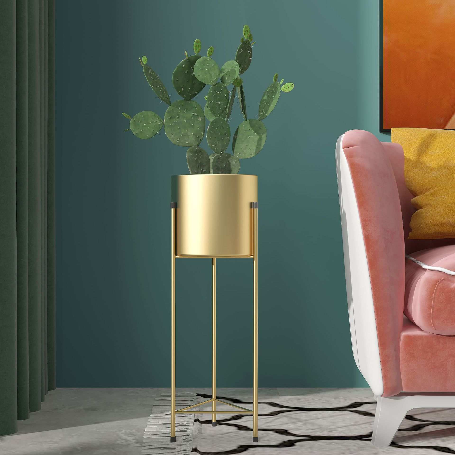 轻奢北欧SJ花架室内铁艺金属花盆绿萝花架子客厅落地式置物架简约