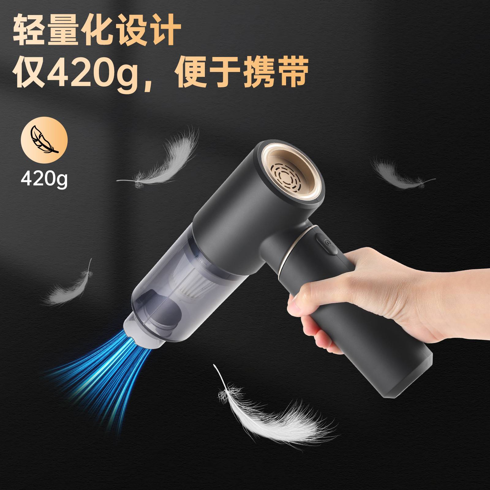 跨境车用小型大功率车载吸尘器无线手持吸吹一体家用汽车吹尘器