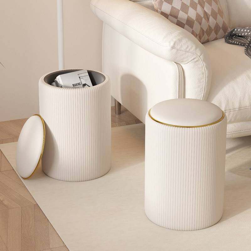 化妆凳子梳妆台椅女生家用主卧室储物小圆凳靠背轻奢感衣