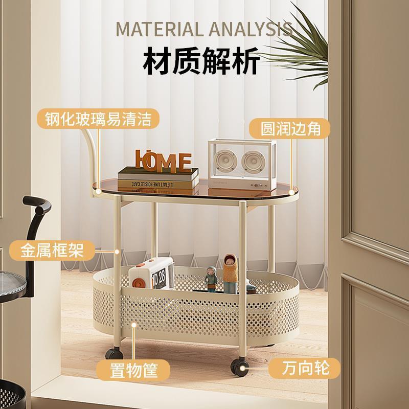 动可TFW移沙发化边几钢玻边柜现代小桌子床头侧璃边边柜卧室小推