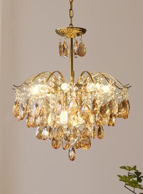 卧浪漫水室晶客厅吊灯法餐厅灯美式复古衣帽间吊灯简84452式约轻