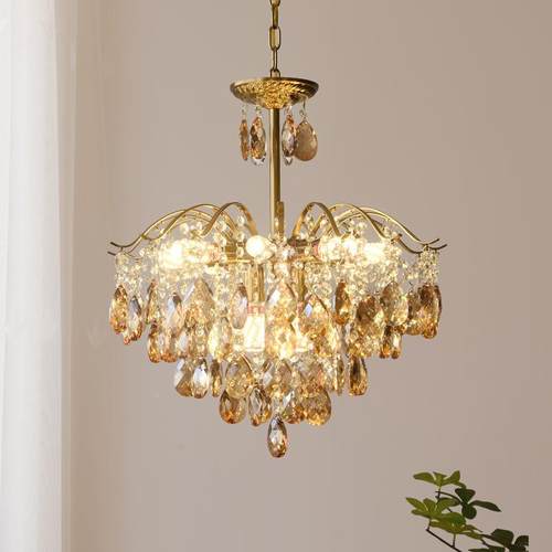 卧浪漫水室晶客厅吊灯法餐厅灯美式复古衣帽间吊灯简84452式约轻