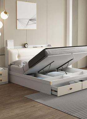 白色轻奢气室动高箱储床现WCK代约卧收纳小户型1.2物米1.8米简双