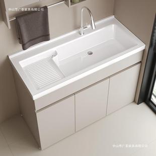 柜KxhYEQ蜂窝阳台一铝体式洗衣柜陶瓷一体盆带衣搓板浴室柜洗手池