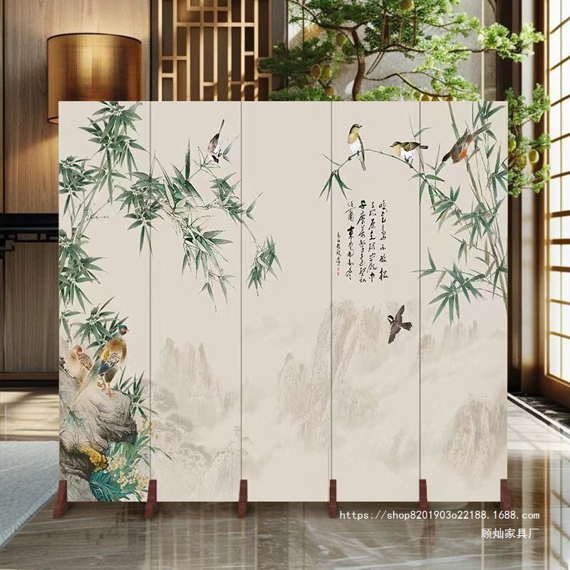 餐厅酒店茶室移动折叠简约遮挡国风新中式屏风隔断客厅办公室玄关