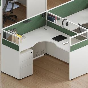 L桌屏工风办公桌SZD--336位板式员桌型椅组合简约现代职员工办公桌4人位