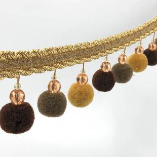 锦天 窗帘婚庆灯罩布艺窗帘帘头侧边绒球花边 一条约12米整条标价