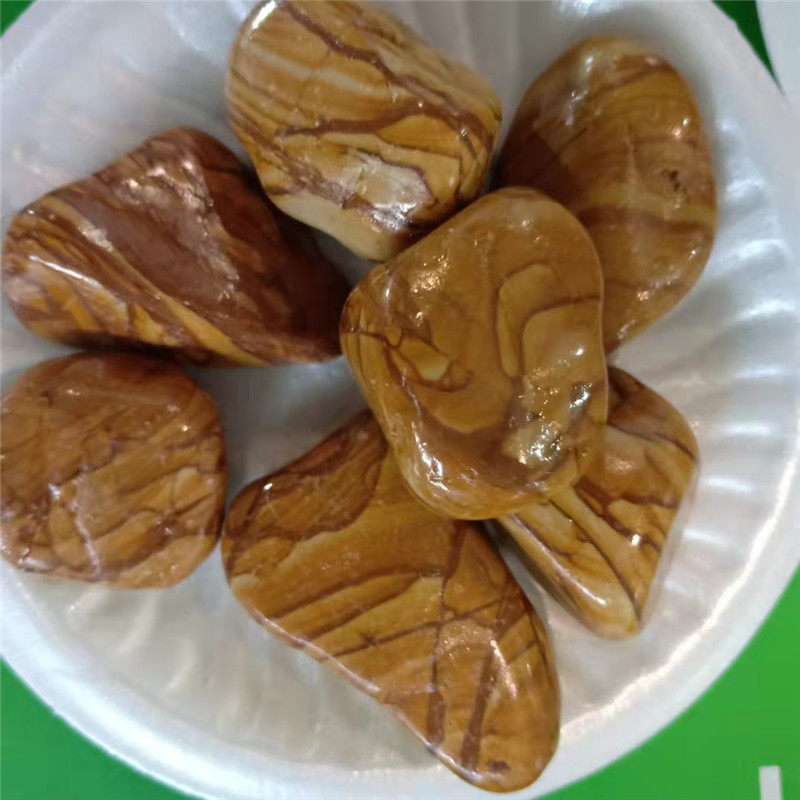 胶粘石黄木纹条纹石木纹石水磨石园林景观铺面造景装饰石子