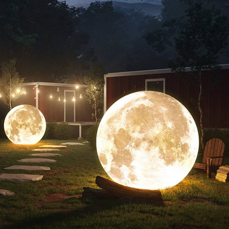 厂家直售LED月球景观灯别墅庭院公园装饰景观灯暖光20-200cm月球