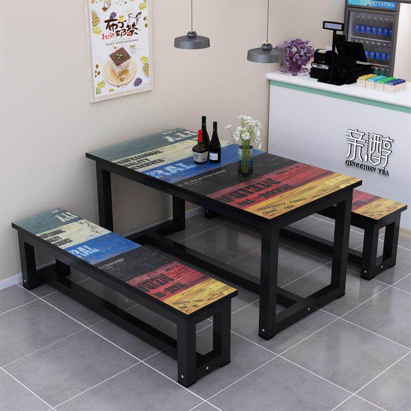 现代简约桌长方形餐合桌快桌MLR小吃餐椅组经济型6人4