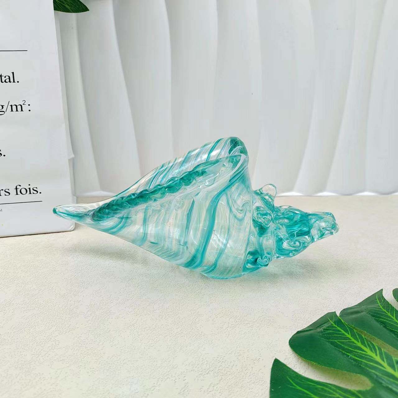 现代艺术贝壳海螺玻璃器皿果盘摆件样板间家居客厅餐桌玄关工艺品