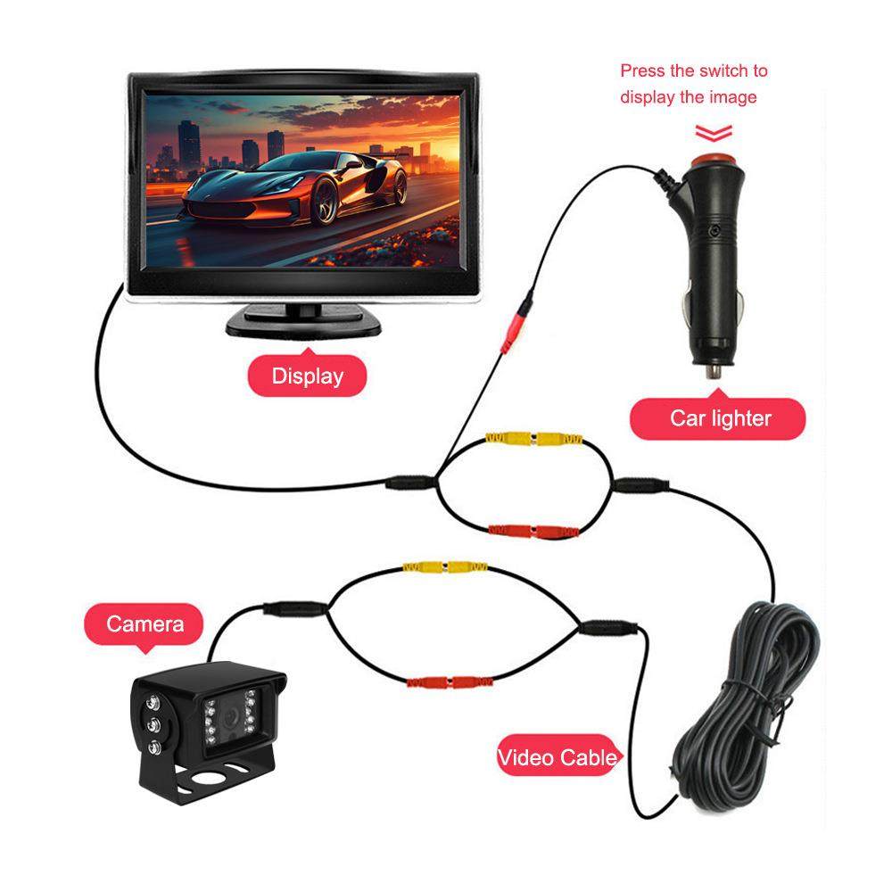 高清车载显5示器倒车车倒车影像架监控显示器寸吸盘支两路AV输入