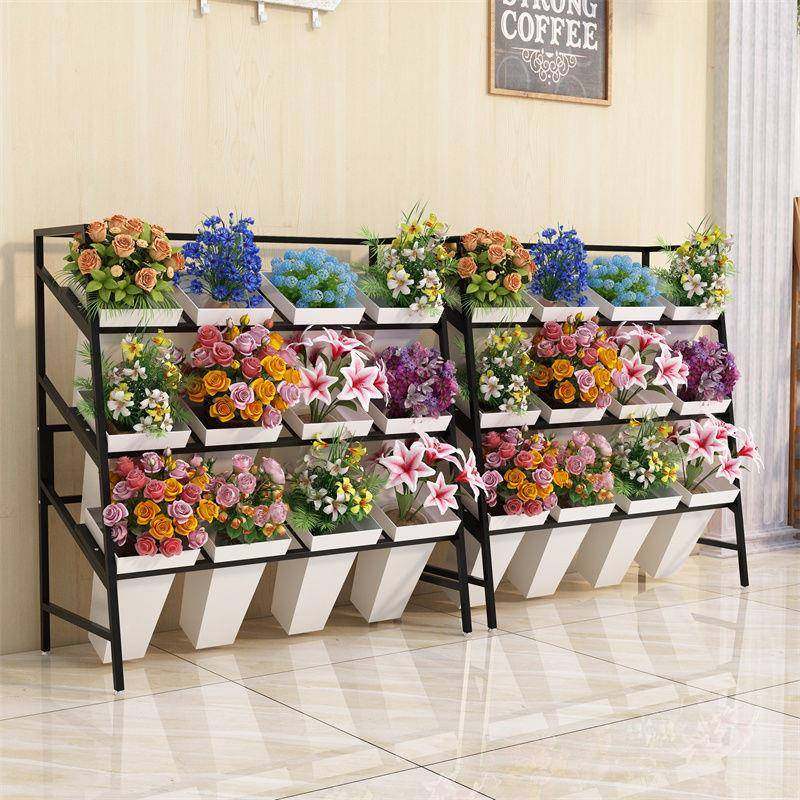 铁艺多梯层花店花架阶式醒花桶鲜花收纳架架展889示架卉置物落地