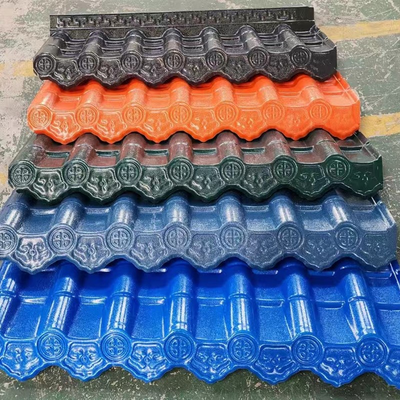 asa蓝灰色树脂一体瓦加厚树脂瓦仿古屋檐瓦庭院T屋顶门头围墙装饰