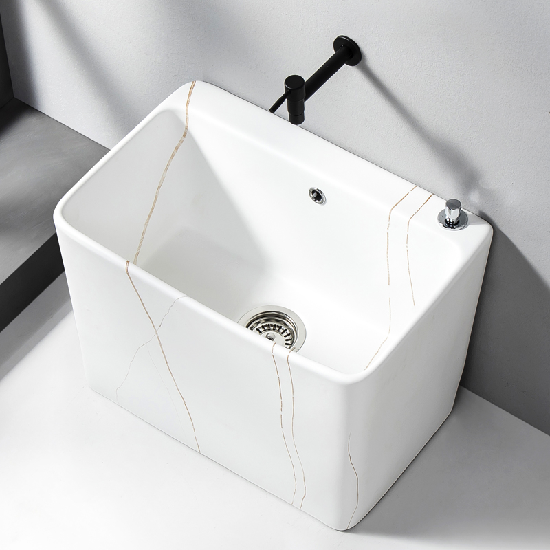 简约大理石岩板纹陶瓷拖把池家用阳E台卫生间拖布池户外庭院拖把