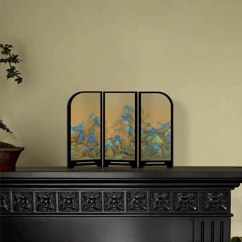 《廷乐师图》中式桌面小风摆件玄关小SN0596-2摆屏画新中古风卧室