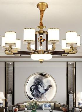 915楼复式楼大吊灯别墅楼中客厅灯oft全铜实木中国新风l中式楼梯