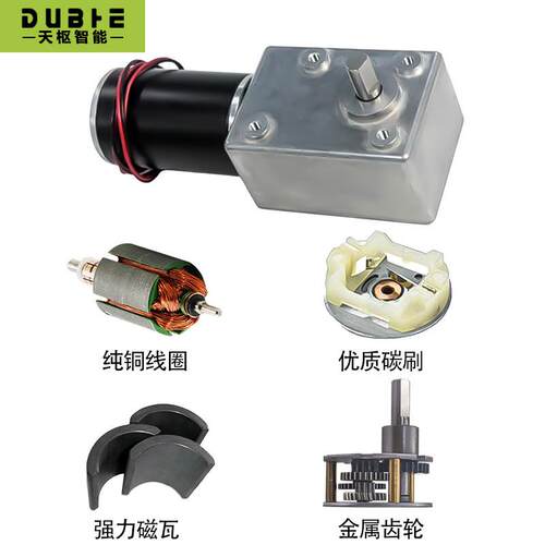 大5882-45直流减速电753机12V24扭矩轮蜗杆涡自低锁马达速调速正