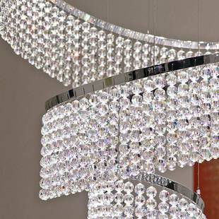 别墅式 楼复水晶灯旋转楼梯长吊灯中316空挑高客厅大灯奢l吊oft吊