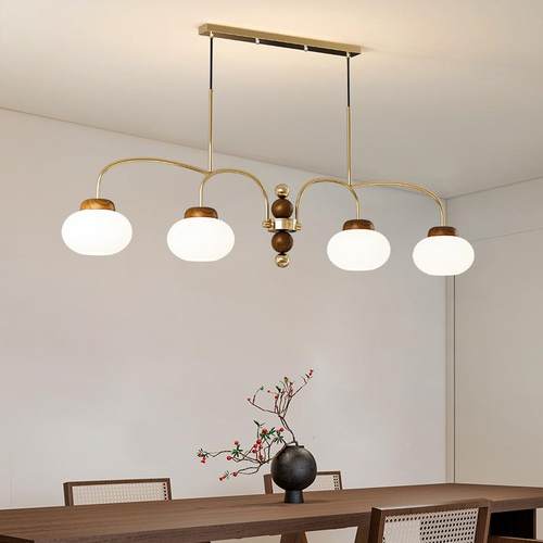 中古风实木餐吊灯奶油483风意网餐红创南厅瓜长条前台吧台灯简约