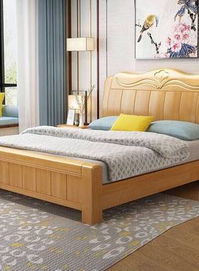 实木床1床.8米主双人床1床.5米木床高箱床1卧.2米大QAQ储物厂家直