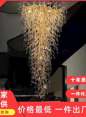 墅别楼梯吊楼灯复楼高层酒店大堂旋转客厅轻奢水晶长式高790端道