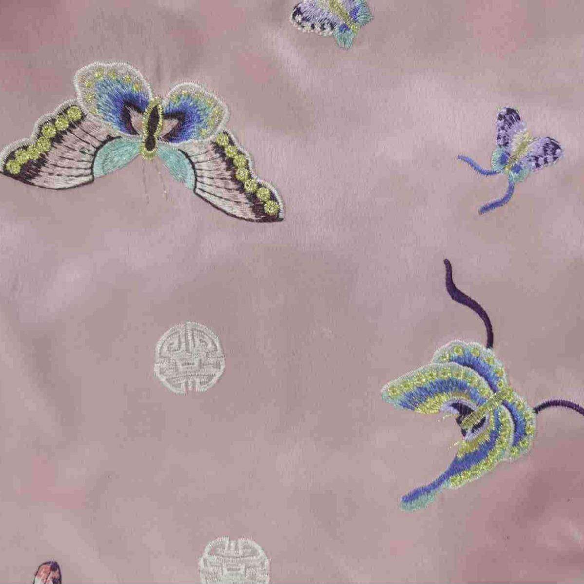 仿醋麻真丝缎花面刺E14800绣面料国风蝶绣酸布蝴料,居家布艺,绣布,淘宝优惠券,粉丝福利购,淘宝优惠卷