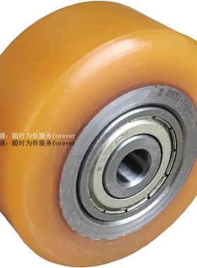 力搬运车轮滚轮75590储脚胎80*80*52聚氨酯附前胶轮胎轱辘子