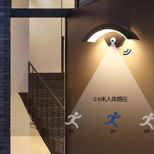 户外防水壁灯LK-门人体台感应入户口庭院阳廊过道简走约月亮形壁