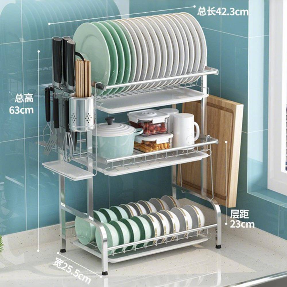 厨房/置架水槽边碗碟碗筷多收功能物纳沥架抽拉水盘碗碟沥水收纳